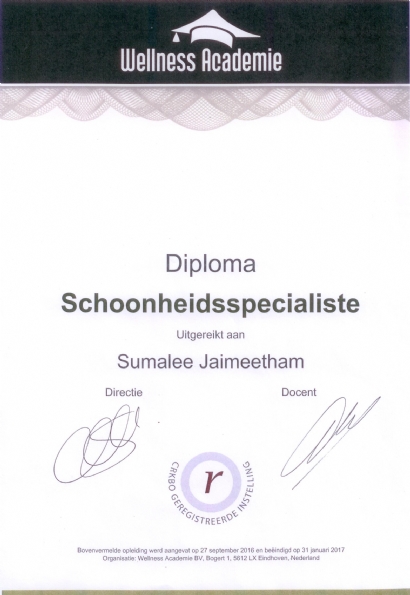 Diploma schoonheidsspecialiste 